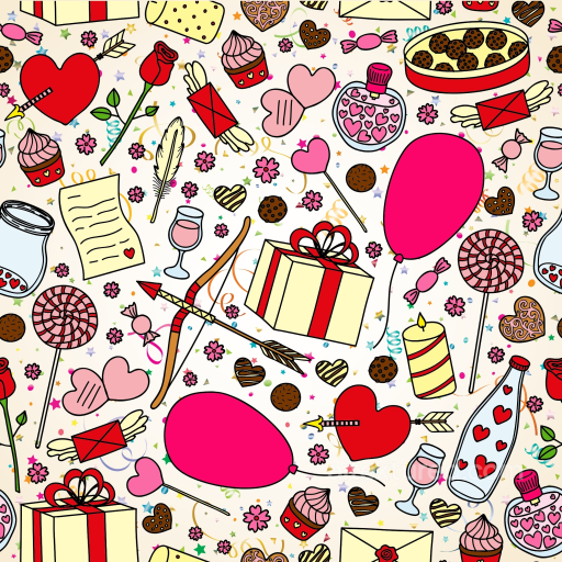 Birthday Celebration Texture with Presents and Hearts seamless Birthday PBR texture