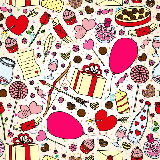 Birthday Celebration Texture with Presents and Hearts Birthday texture preview