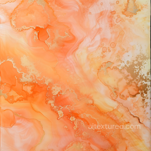 Alcohol Ink PBR Texture Featuring Warm Orange and Gold Fluid Flows seamless Alcohol ink PBR texture