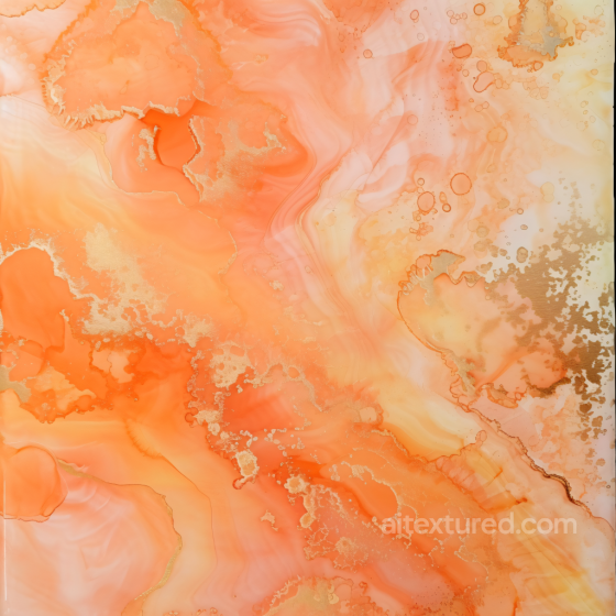 Alcohol Ink PBR Texture Featuring Warm Orange and Gold Fluid Flows Alcohol ink texture preview