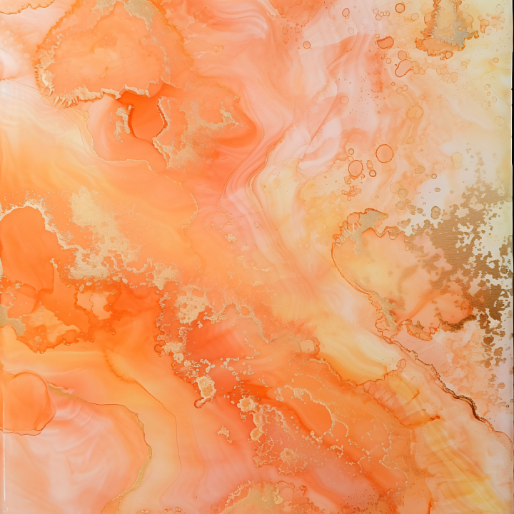 Alcohol Ink Featuring Warm Orange and Gold Fluid Flows seamless PBR texture preview