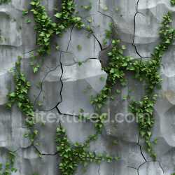 seamless Seamless 3D PBR cracked concrete texture with lush green ivy vines texture 8k free download PBR