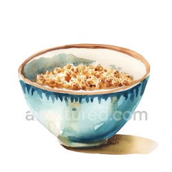 seamless Watercolor Breakfast Illustration of Quinoa Cereal in Blue Rustic Bowl texture 8k free download PBR