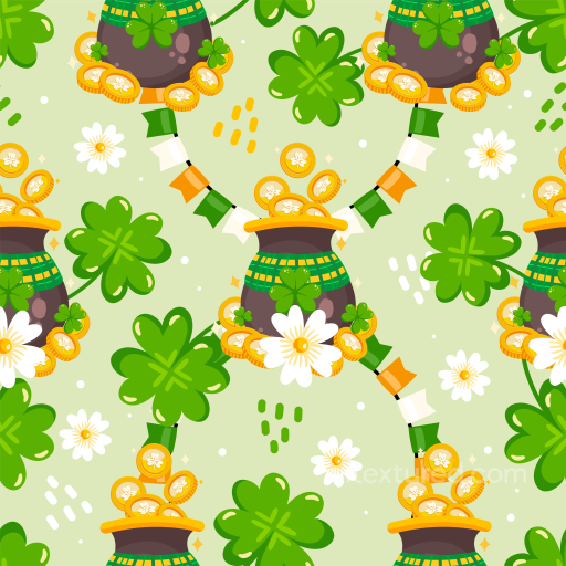 St Patrick Digital Paper Bundle Texture of St Patrick Shamrocks and Gold Coin Pots seamless St patrick digital paper bundle PBR texture