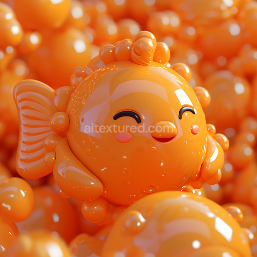 Seamless 3D Inflated Glossy Orange Rubber Bubbled PBR Texture