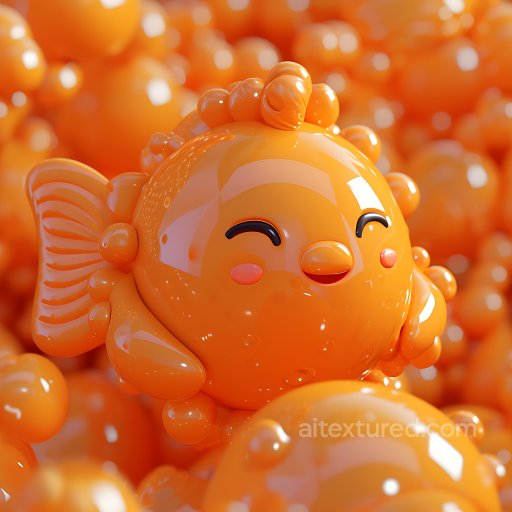 Inflated Glossy Orange Vinyl Texture with Rounded Bubble Pattern seamless Inflated PBR texture