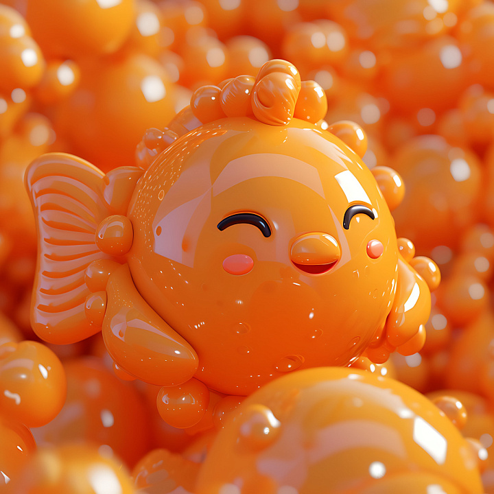 Inflated Glossy Orange Vinyl with Rounded Bubble Pattern seamless PBR texture preview