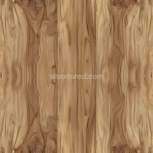 Seamless 3D PBR Texture of Hickory Wood Planks with Natural Grain and Knots