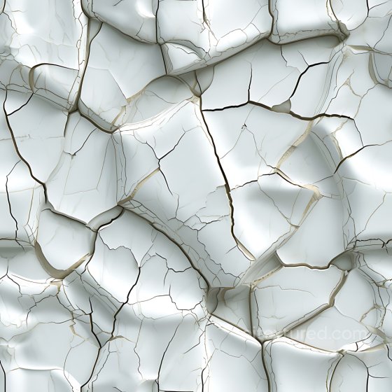 cracked and holed white ceramic tile PBR texture with deep fractures and glossy surfaces Cracked & Holes texture preview