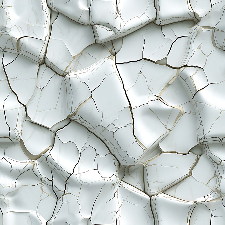 Cracked And Holed White Ceramic Tile With Deep Fractures And Glossy Sur… seamless PBR texture preview