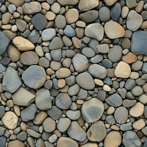 Pebble Stone Ground PBR Texture with Smooth Rounded Rocks in Soft Earthy Tones seamless Stone PBR texture