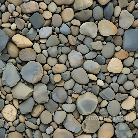 Pebble Stone Ground PBR Texture with Smooth Rounded Rocks in Soft Earthy Tones Stone texture preview
