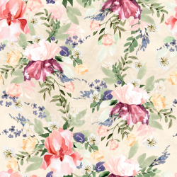 seamless Seamless 3D PBR Floral Watercolor Texture with Pastel Flowers and Leaves texture 8k free download PBR