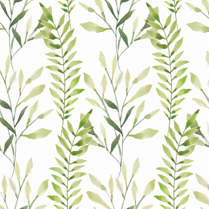 Watercolor Greenery with Delicate Leaf Stems seamless PBR texture preview