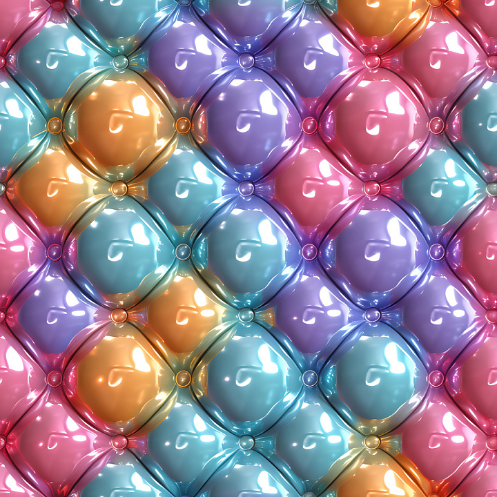 Inflated Vinyl Panels in Multicolor Glossy Finish seamless PBR texture preview