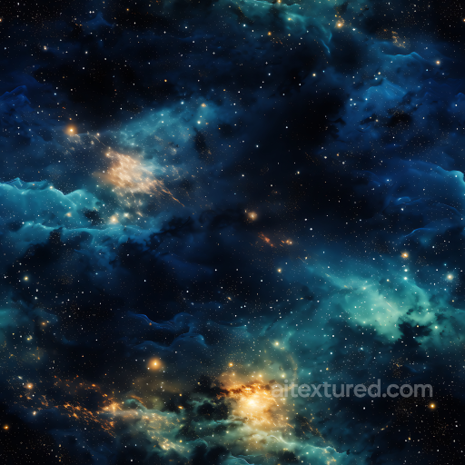 Space PBR Texture Featuring Glowing Nebula Clouds and Starfield seamless Star, space, planets PBR texture