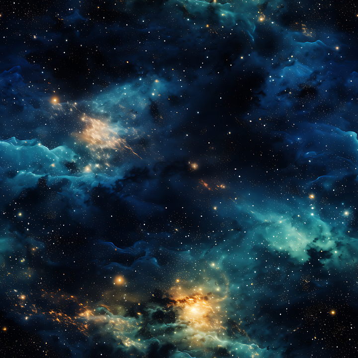Space Featuring Glowing Nebula Clouds and Starfield seamless PBR texture preview