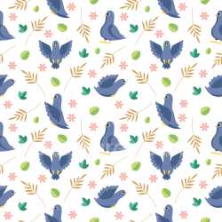 Pattern Bundle - Seamless 3D Pattern PBR Texture with Playful Cartoon Pigeons and Botanical Motifs texture preview