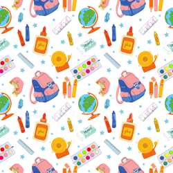 Pattern Bundle - Seamless 3D Pattern PBR Texture Featuring Cartoon-style Back to School Motifs texture preview