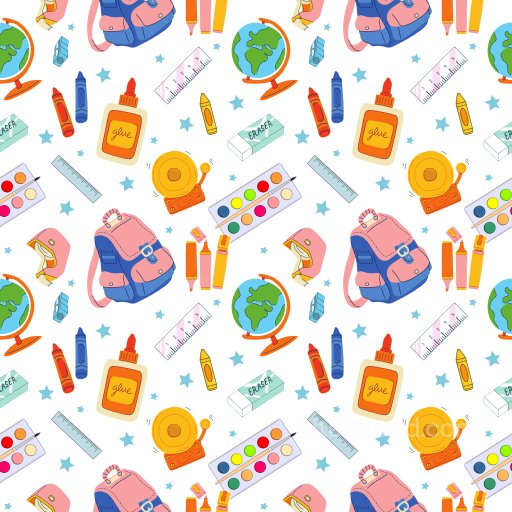 Pattern PBR Texture Featuring Cartoon-style Back to School Motifs seamless Pattern Bundle PBR texture
