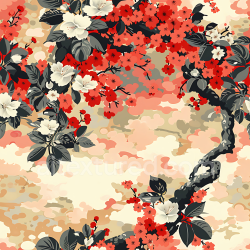 seamless Seamless 3D cherry blossom camouflage PBR texture with stylized floral pattern and soft pastel earth tones texture 8k free download PBR