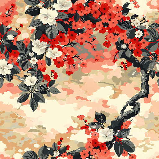 cherry blossom camouflage PBR texture with stylized floral pattern and soft pastel earth… seamless Color Camouflage PBR texture