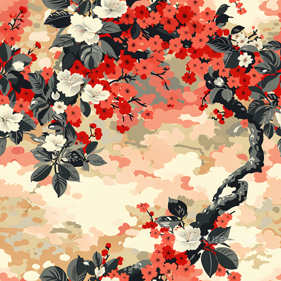 cherry blossom camouflage PBR texture with stylized floral pattern and soft pastel earth… Color Camouflage texture preview