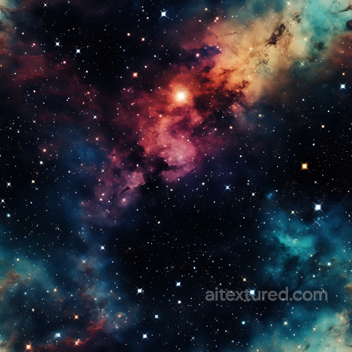 Space PBR Texture Featuring Vibrant Nebula and Starfield seamless Star, space, planets PBR texture