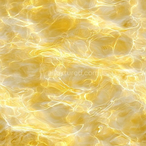 Seamless 3D stylized golden water PBR texture with bright highlights
