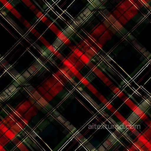 Seamless 3D Plaid Patterned Metal PBR Texture with Red and Green Diagonal Stripes texture preview