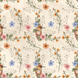 seamless Seamless 3D PBR Floral Fabric Texture Featuring Birds and Delicate Branch Patterns texture 8k free download PBR