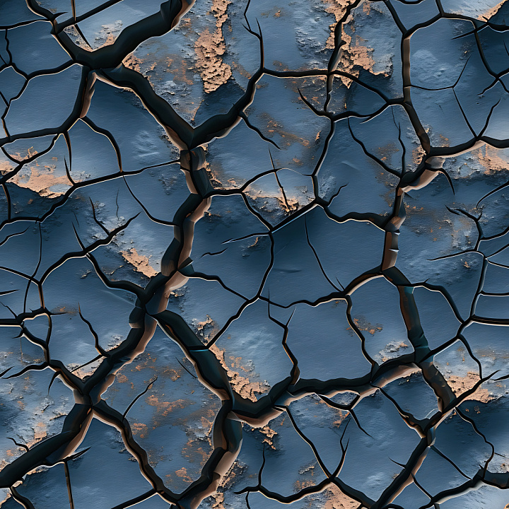 Cracked Dry Earth Soil with Deep Fractures and Dusty Surface seamless PBR texture preview