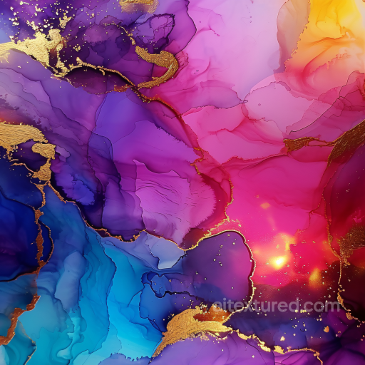 Alcohol Ink PBR Texture Featuring Vivid Purple and Pink with Gold Veining seamless Alcohol ink PBR texture