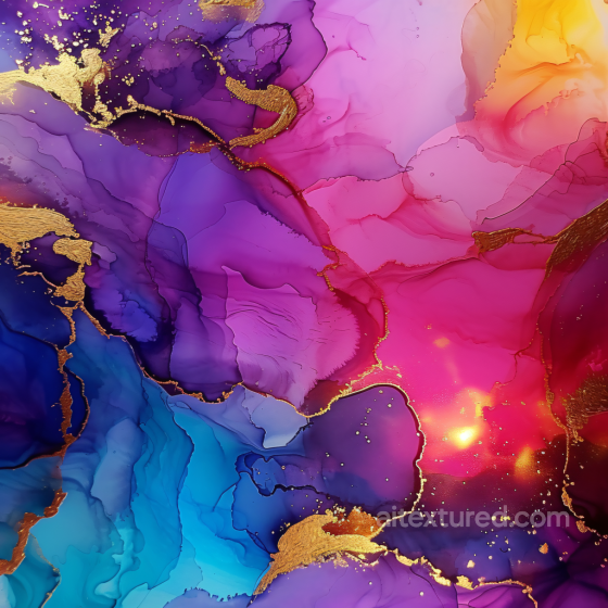 Alcohol Ink PBR Texture Featuring Vivid Purple and Pink with Gold Veining Alcohol ink texture preview