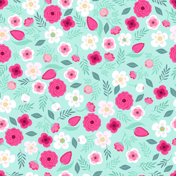 Pink Flower Pattern Fabric with Floral Motifs seamless PBR texture preview