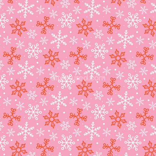 Seamless 3D PBR Texture of Pink Christmas Digital Paper with White and Red Snowflakes