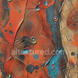 seamless Seamless 3D cracked multicolor leather PBR texture with distressed paint and metal studs texture 8k free download PBR