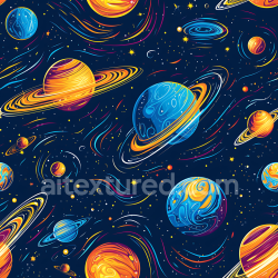 seamless Seamless 3D Stylized Space PBR Texture with Colorful Planets and Dynamic Cosmic Trails texture 8k free download PBR