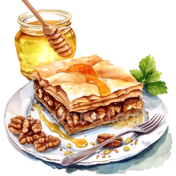 seamless Delicious Baklava with Honey and Walnut Breakfast Illustration texture 8k free download PBR