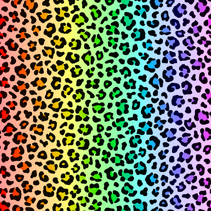 Vibrant Rainbow Leopard Print Fabric Pattern seamless PBR texture preview