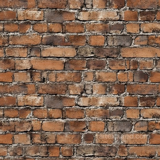 cracked and worn aged brick wall PBR texture with varied red and gray tones Brick texture preview