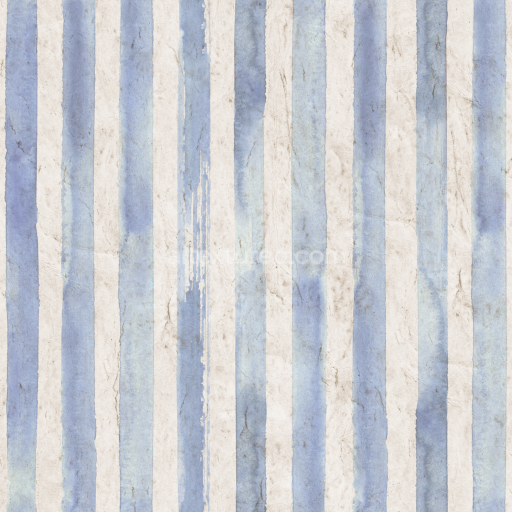Seamless 3D PBR Watercolor Paper Stripes Texture in Blue and White