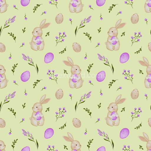 Seamless 3D PBR Easter Bunny and Floral Digital Paper Texture
