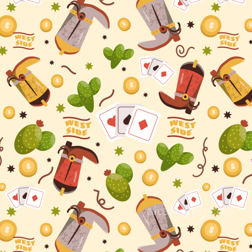 Featuring Cartoon Western Boots, Cacti & Playing Cards seamless St patrick digital paper bundle PBR texture