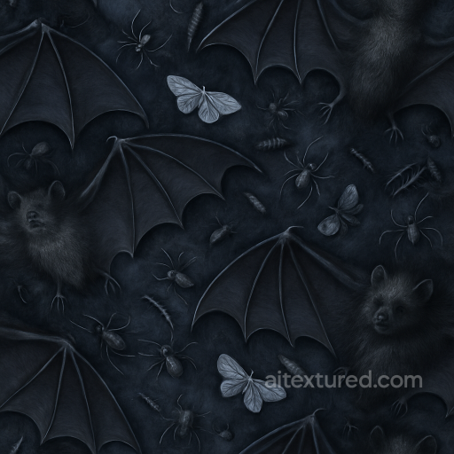 Bat Wings Surface With Creepy Crawlies Details seamless Halloween PBR texture