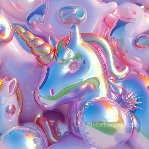 Inflated Iridescent Vinyl Unicorn Texture with Glossy Rainbow Sheen seamless Inflated PBR texture