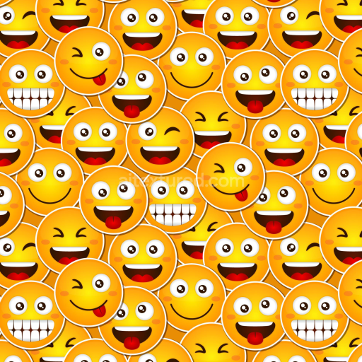 Seamless 3D PBR happy face pattern texture with colorful cartoon emojis
