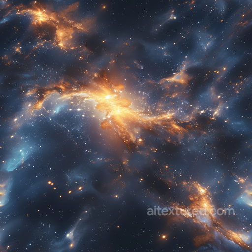 Space PBR Texture Featuring Glowing Orange Nebula Clouds and Deep Starfield seamless Star, space, planets PBR texture