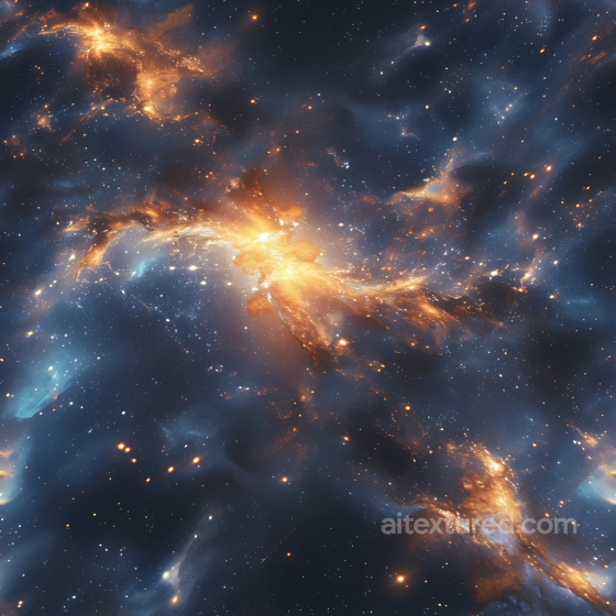 Space PBR Texture Featuring Glowing Orange Nebula Clouds and Deep Starfield Star, space, planets texture preview