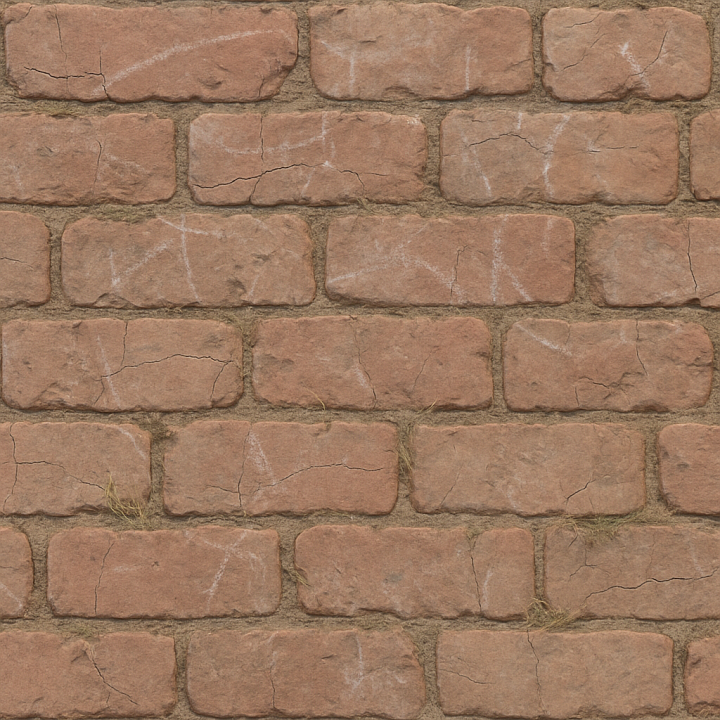 Brick Weathered With Chalk Markings And Cracked Surface Details Asphalt seamless PBR texture preview